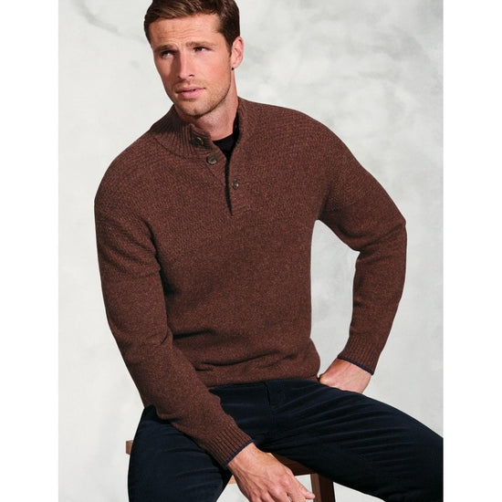Young Ideas/Henmores - Hendricks 1/4 Buttoned Jumper - Rust - S