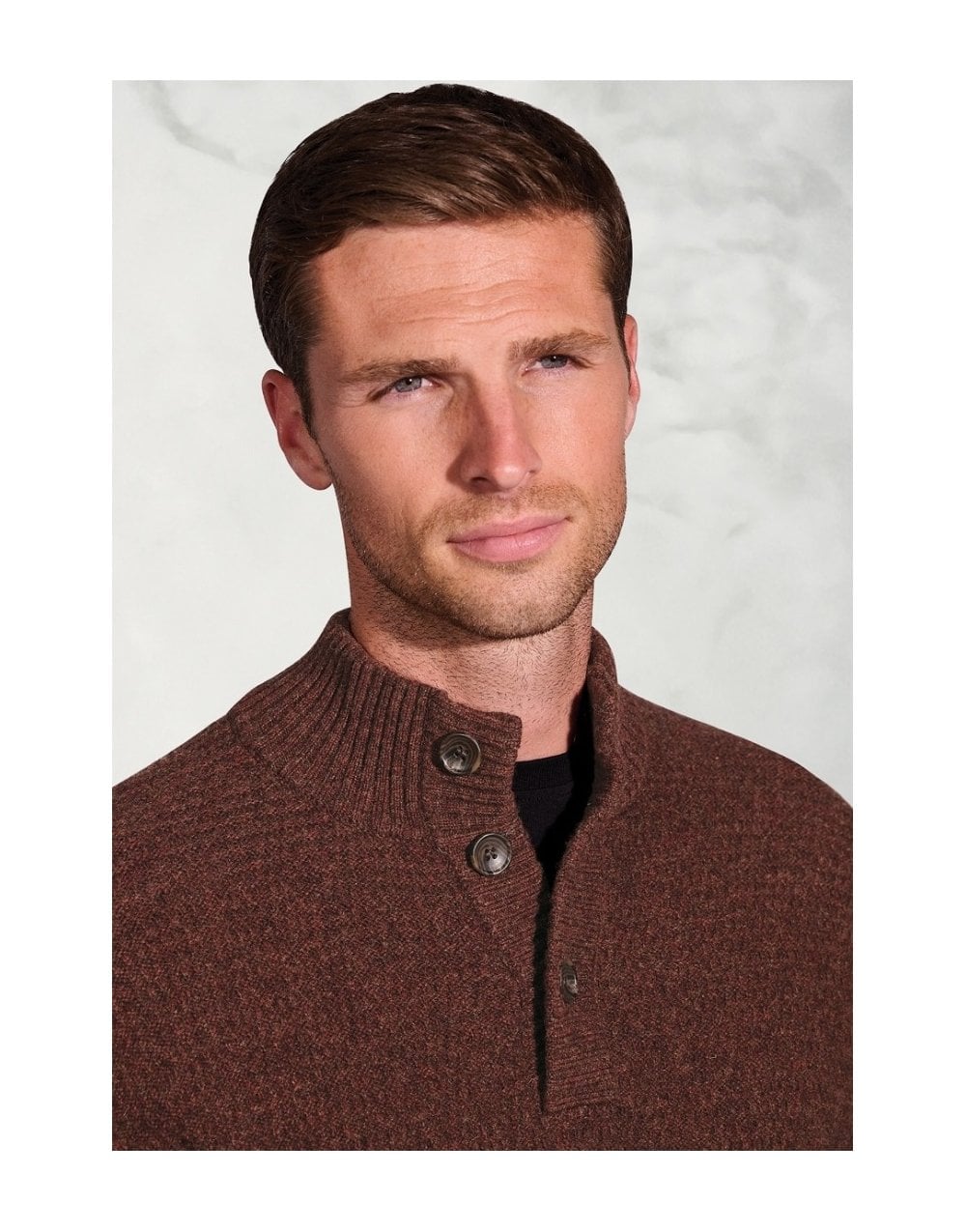 Young Ideas/Henmores - Hendricks 1/4 Buttoned Jumper - Rust - S