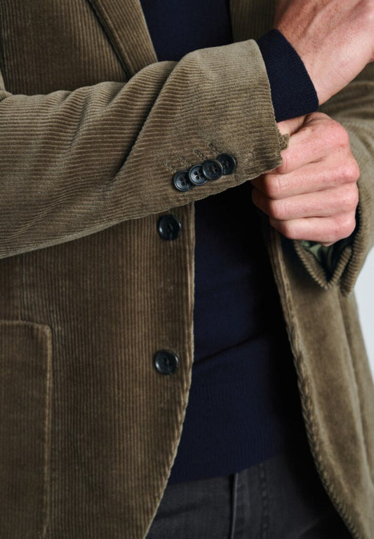 Young Ideas & Henmores -Kenny Cord Tailored Fit Blazer -Camel -38