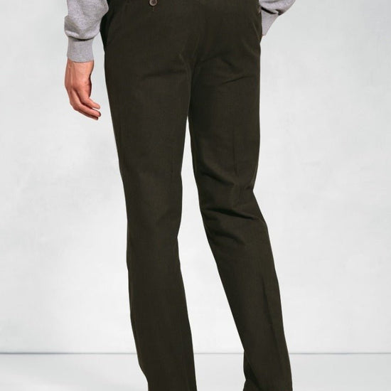 Young Ideas & Henmores -Kerswell Regular Fit Moleskin Trousers -Olive -32x31