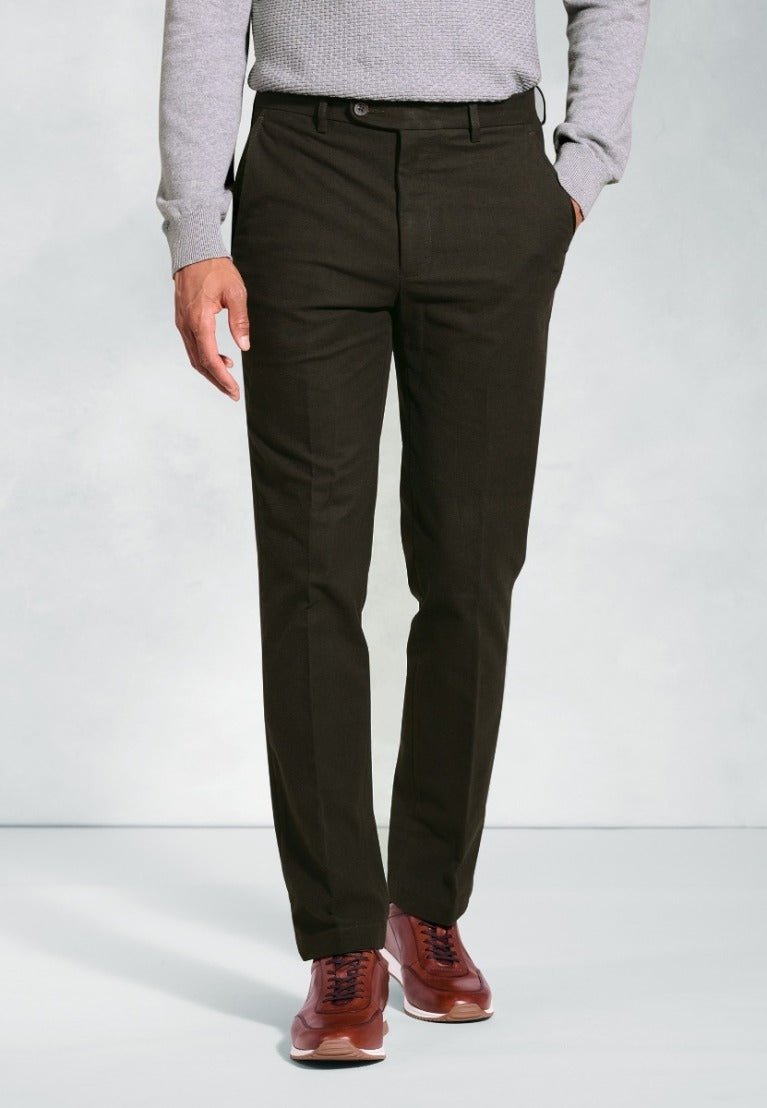 Young Ideas & Henmores -Kerswell Regular Fit Moleskin Trousers -Olive -32x31