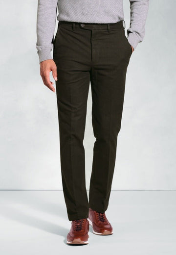 Young Ideas & Henmores -Kerswell Regular Fit Moleskin Trousers -Olive -32x31