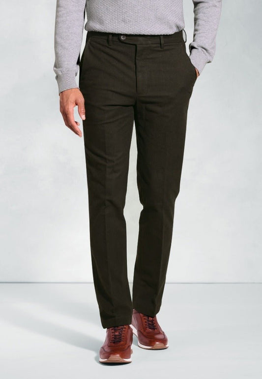 Young Ideas & Henmores -Kerswell Regular Fit Moleskin Trousers -Olive -32x31