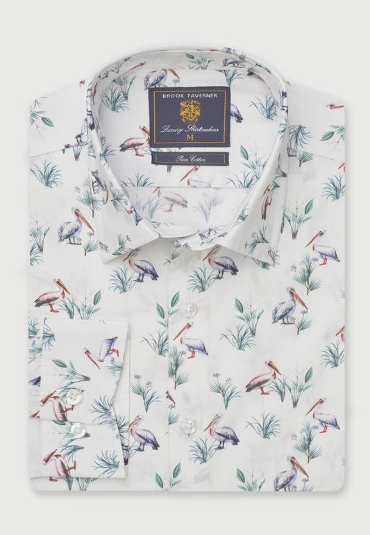 Young Ideas & Henmores - Longsleeved Monkey Print Shirt - White - M