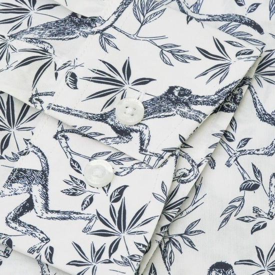 Young Ideas & Henmores - Longsleeved Monkey Print Shirt - Navy - L