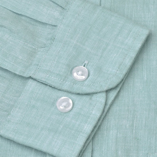 Young Ideas & Henmores -Longsleeved Plain Linen Shirt -Mint -M