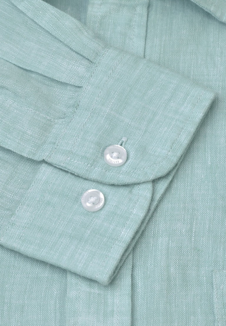 Young Ideas & Henmores -Longsleeved Plain Linen Shirt -Mint -M
