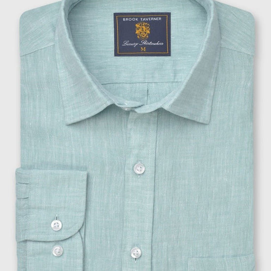 Young Ideas & Henmores -Longsleeved Plain Linen Shirt -Mint -M