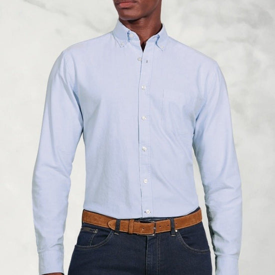 Young Ideas & Henmores -LS Cotton Button Down Shirt -Light Blue -M