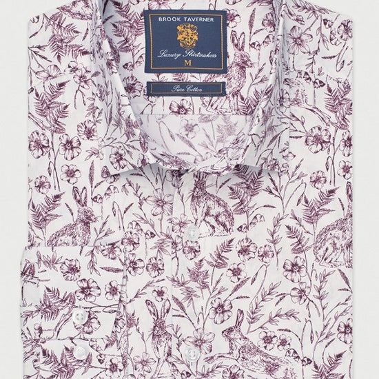 Young Ideas & Henmores -Novelty White Shirt With Hare Print -White -M