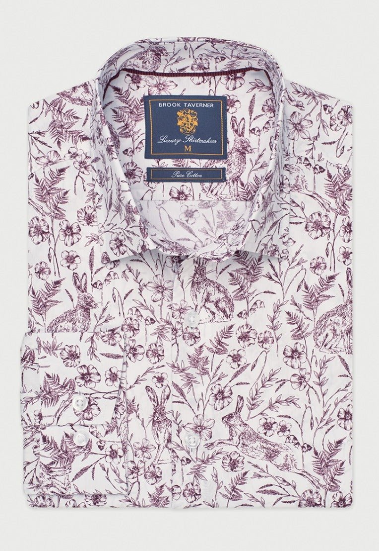 Young Ideas & Henmores -Novelty White Shirt With Hare Print -White -M