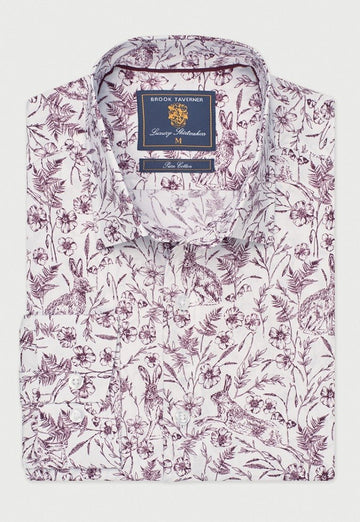Young Ideas & Henmores -Novelty White Shirt With Hare Print -White -M