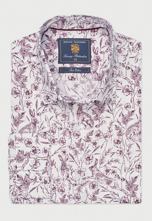 Young Ideas & Henmores -Novelty White Shirt With Hare Print -White -M