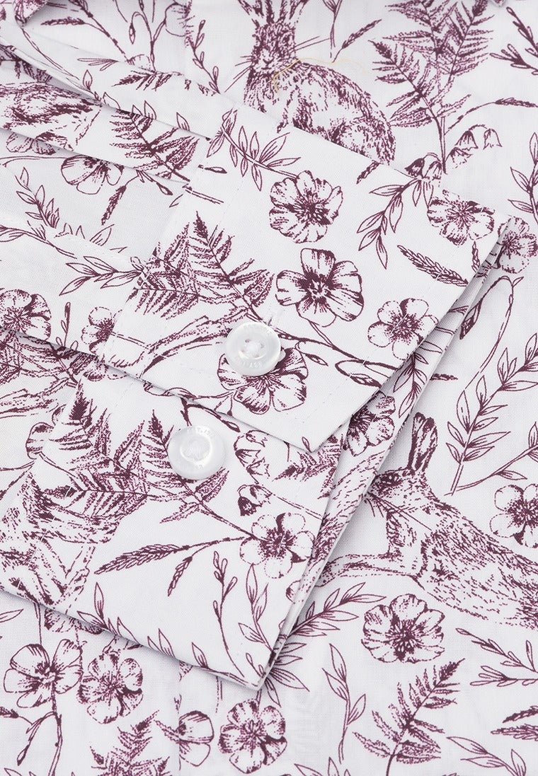 Young Ideas & Henmores -Novelty White Shirt With Hare Print -White -M