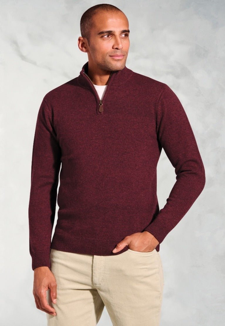 Young Ideas & Henmores -Rutherford 1/4 Zip Jumper -Burgundy -S