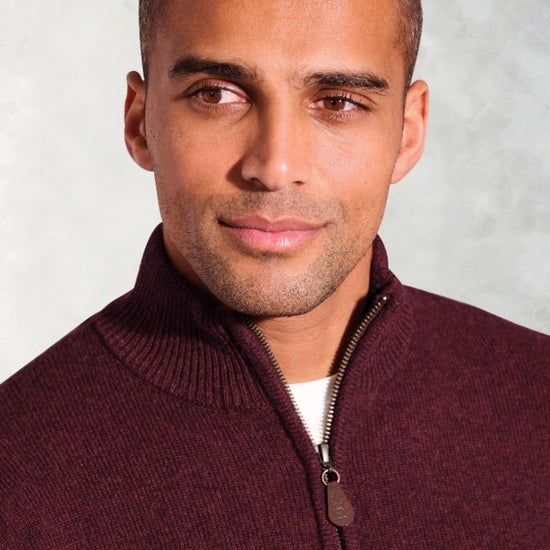 Young Ideas & Henmores -Rutherford 1/4 Zip Jumper -Burgundy -S
