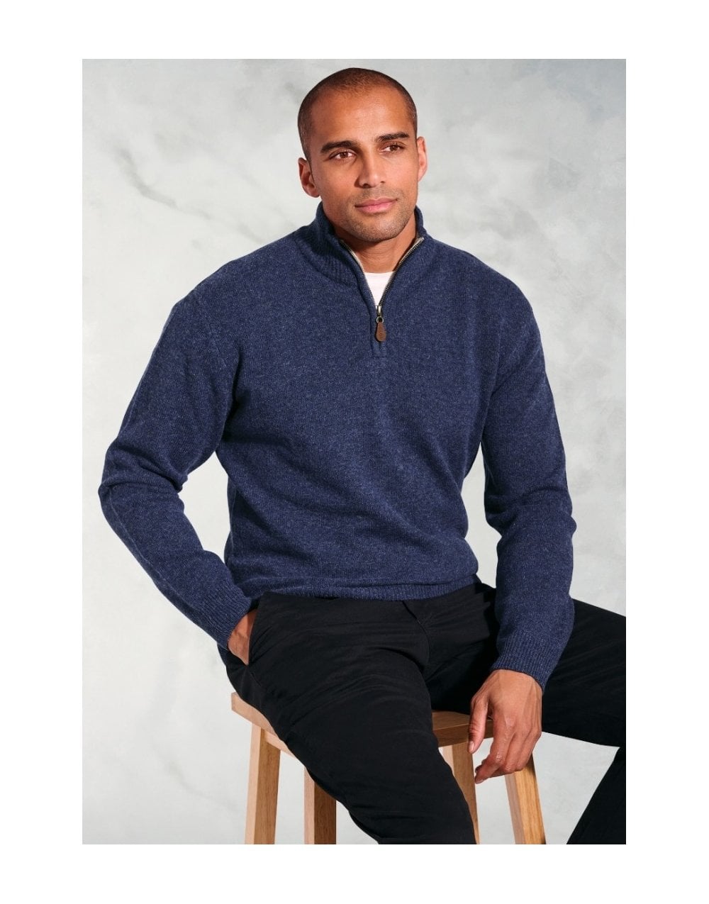 Young Ideas/Henmores - Rutherford 1/4 Zip Jumper - Denim - M