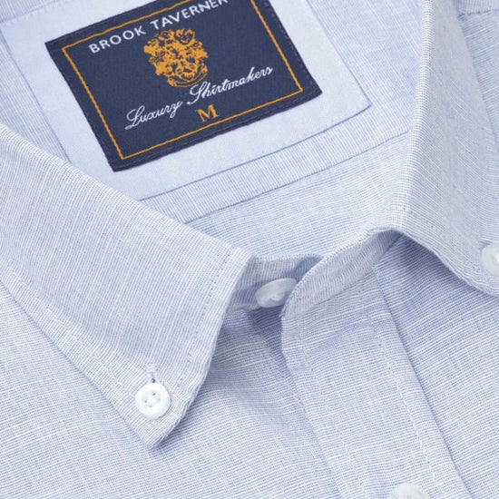 Young Ideas & Henmores - Short Sleeve Casual Shirt - Pale Blue - M