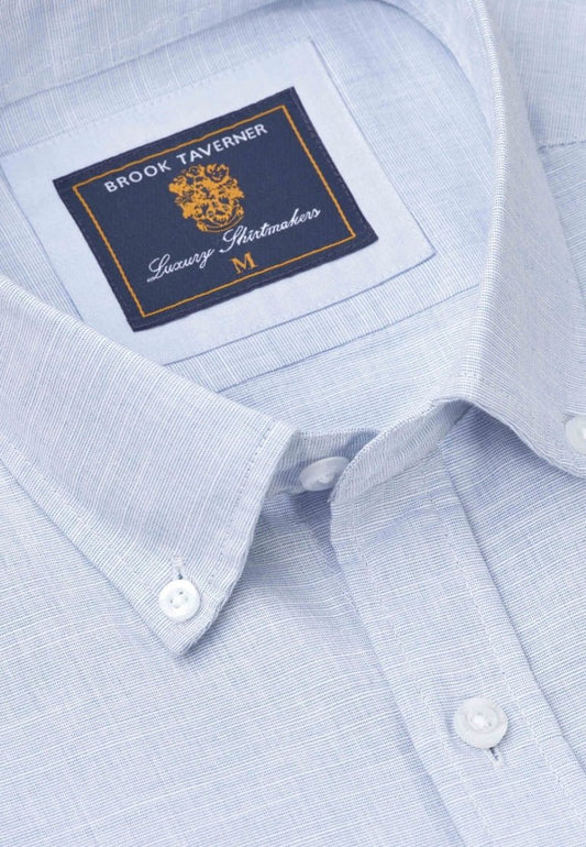 Young Ideas & Henmores - Short Sleeve Casual Shirt - Pale Blue - M