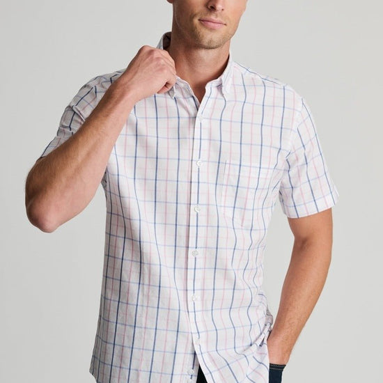 Young Ideas & Henmores - Shortsleeved Tattersall Checked Shirt - White - M