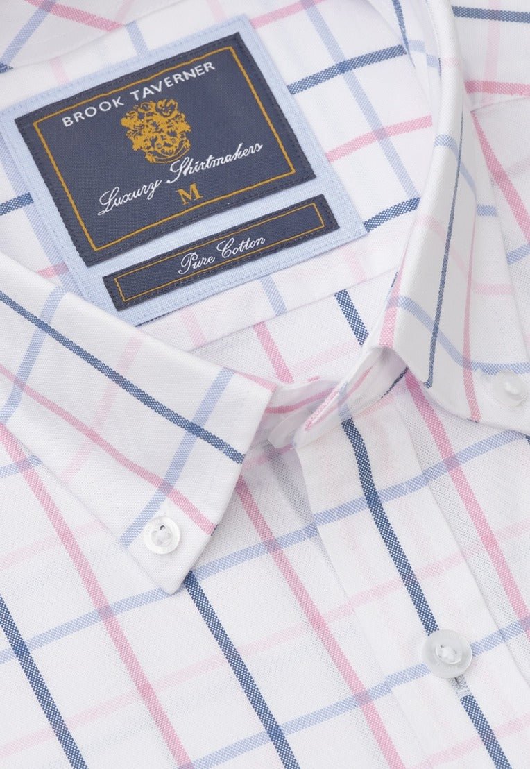 Young Ideas & Henmores - Shortsleeved Tattersall Checked Shirt - White - M