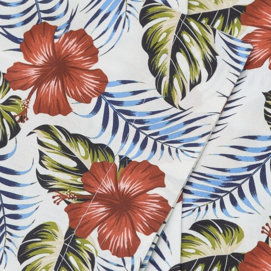 Young Ideas & Henmores -Shortsleeved Tropical Flower Print -White Print -M