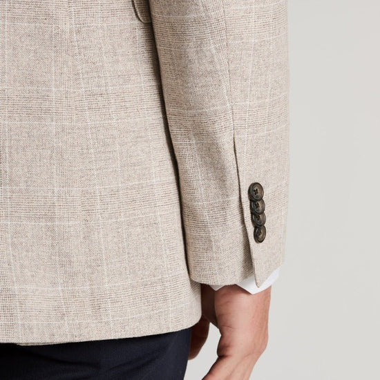 Young Ideas & Henmores - Skipton Houndstooth Jersey Blazer - Beige - 42