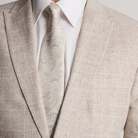 Young Ideas & Henmores - Skipton Houndstooth Jersey Blazer - Beige - 42