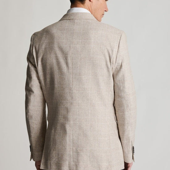 Young Ideas & Henmores - Skipton Houndstooth Jersey Blazer - Beige - 42