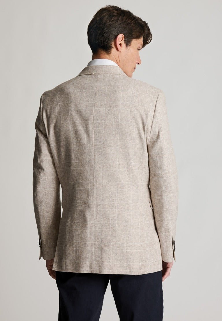 Young Ideas & Henmores - Skipton Houndstooth Jersey Blazer - Beige - 42
