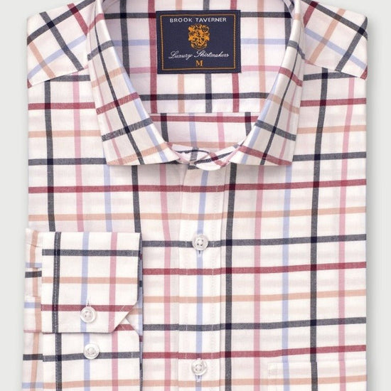 Young Ideas & Henmores -Tattersall Check Cotton Shirt -White -S