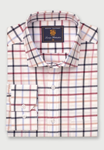 Young Ideas & Henmores -Tattersall Check Cotton Shirt -White -S