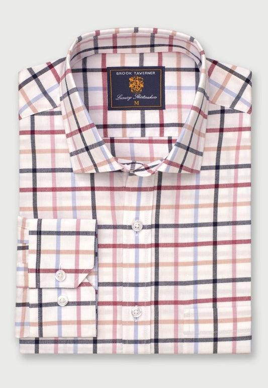Young Ideas & Henmores -Tattersall Check Cotton Shirt -White -S