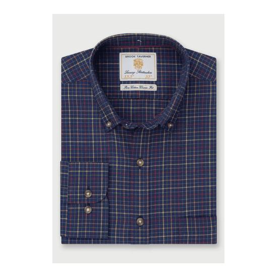 Young Ideas/Henmores - Tattersall Classic Fit Check Shirt - Navy Check - M