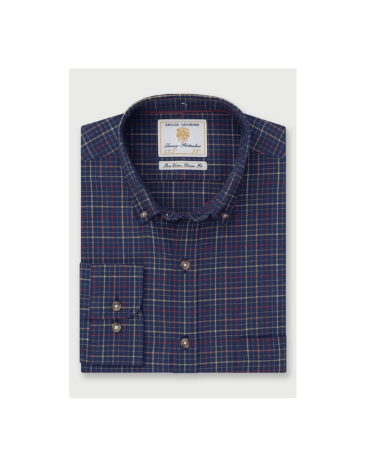 Young Ideas/Henmores - Tattersall Classic Fit Check Shirt - Navy Check - M