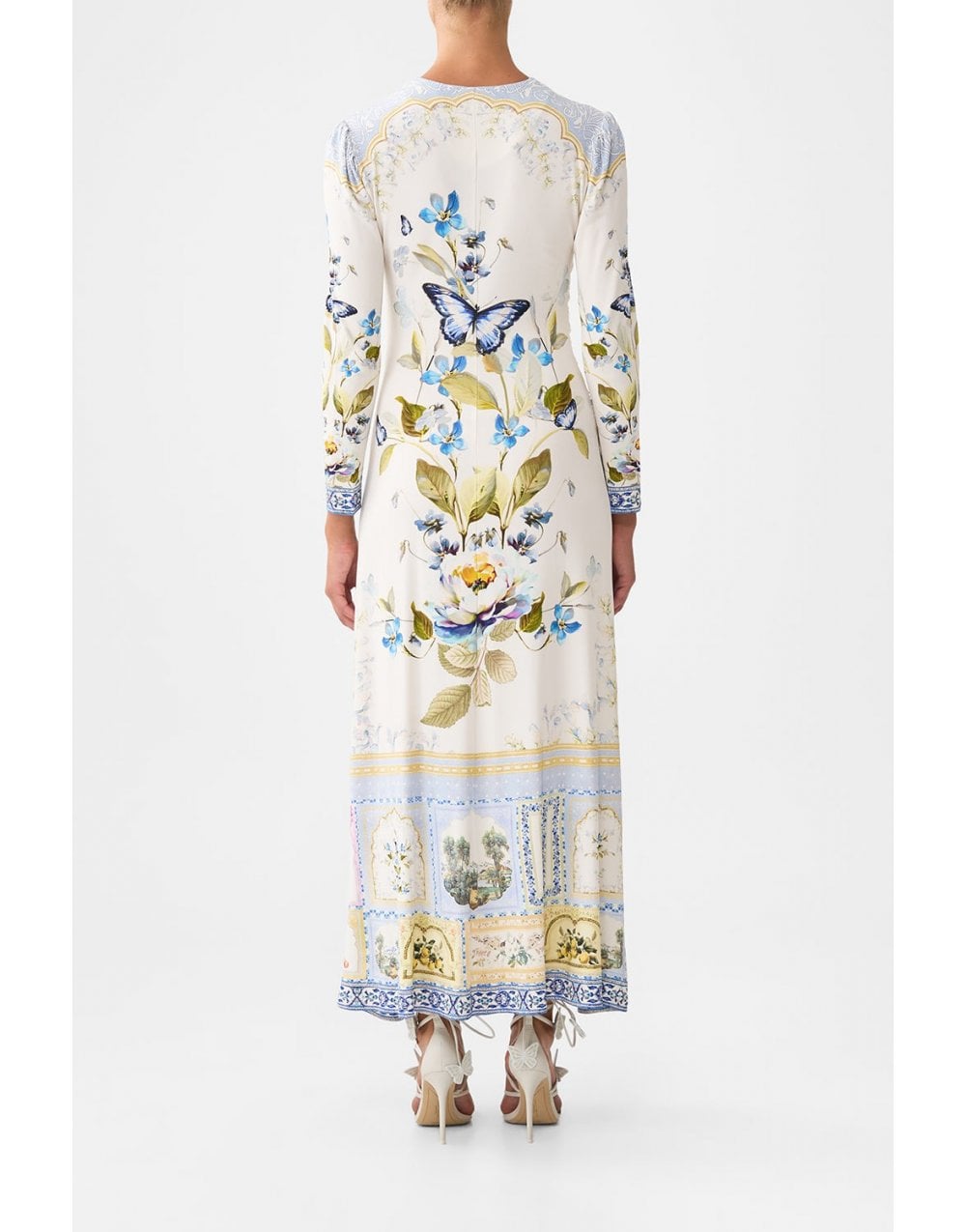 Young Ideas/Henmores - Botanical Ballads Gathered Jersey Long Dress - Ecru Multi - S