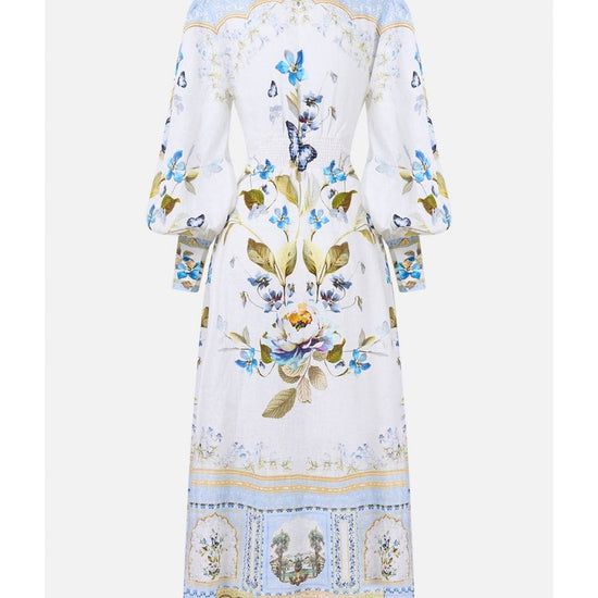 Young Ideas/Henmores - Botanical Ballads Waist Tie Shirt Dress - Ecru Multi - XS