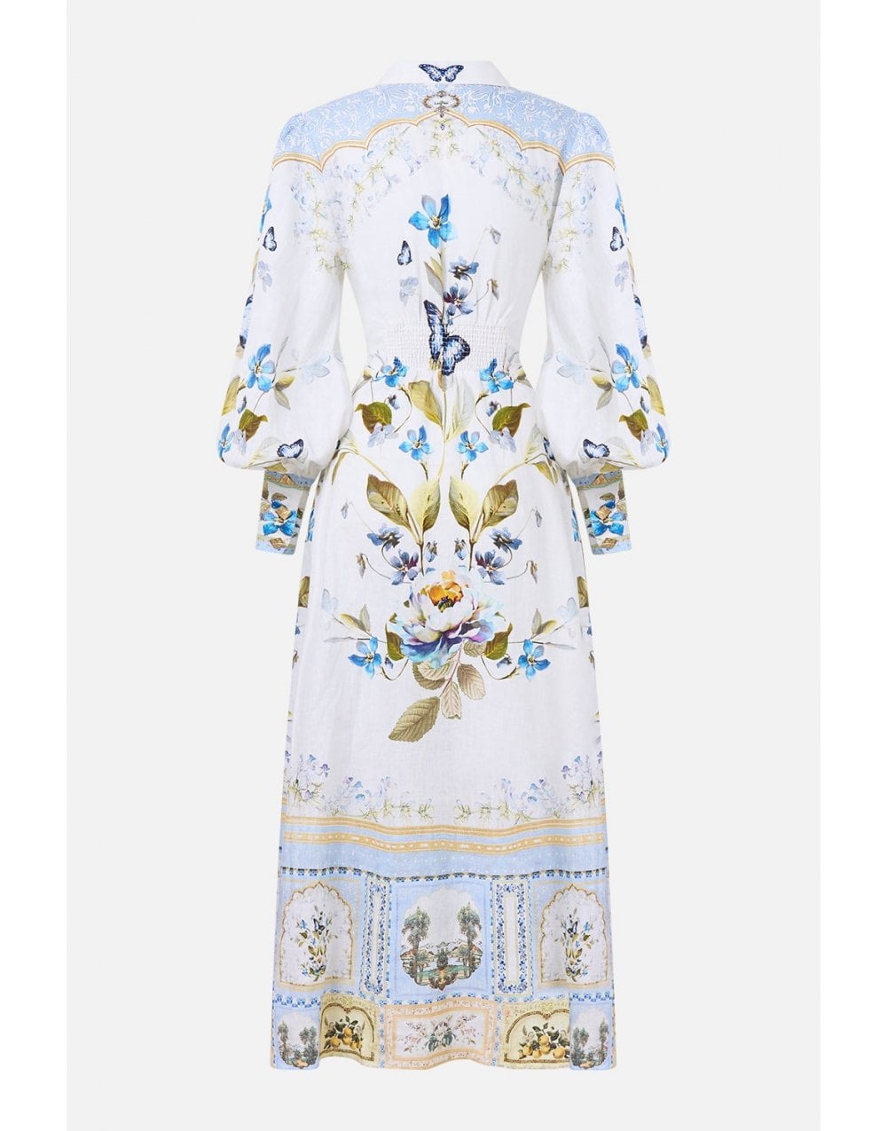 Young Ideas/Henmores - Botanical Ballads Waist Tie Shirt Dress - Ecru Multi - XS