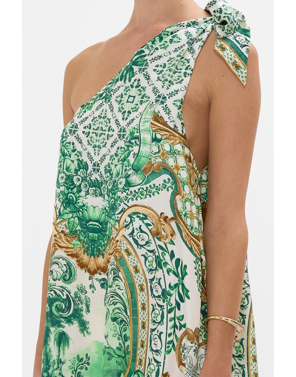 Young Ideas/Henmores - Corridor of Calm One Shoulder Dress - Green Multi - XS/S