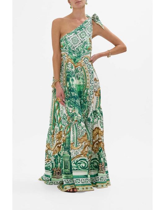 Young Ideas/Henmores - Corridor of Calm One Shoulder Dress - Green Multi - XS/S