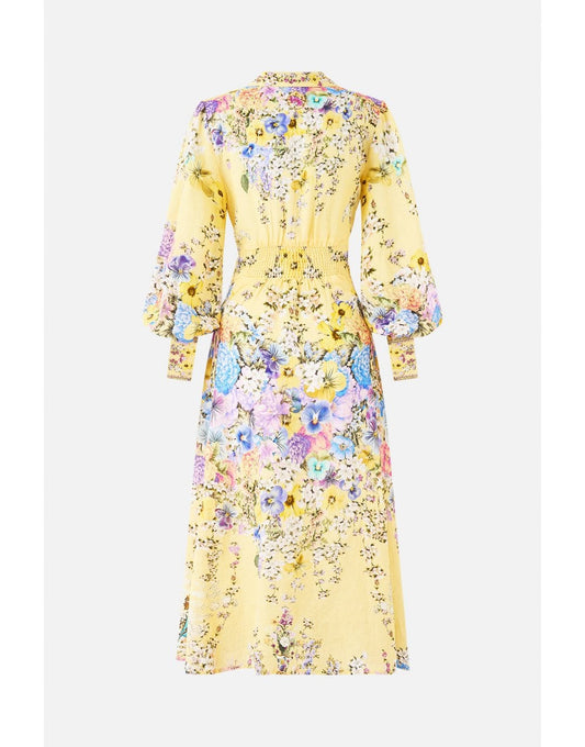 Young Ideas/Henmores - Darling Buds Linen Shirt Dress - Yellow - XS