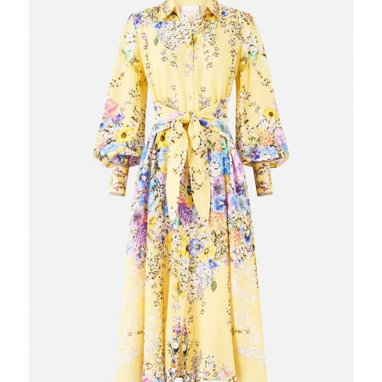 Young Ideas/Henmores - Darling Buds Linen Shirt Dress - Yellow - XS