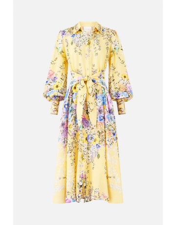 Young Ideas/Henmores - Darling Buds Linen Shirt Dress - Yellow - XS