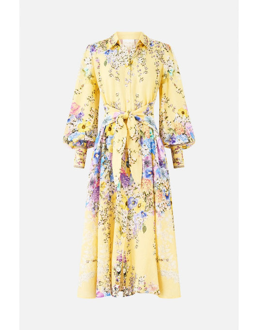 Young Ideas/Henmores - Darling Buds Linen Shirt Dress - Yellow - XS