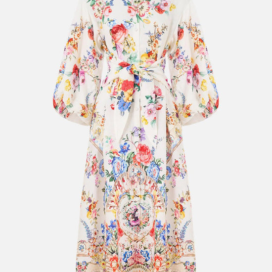 Young Ideas/Henmores - I Left My Heart In Granada Bubble Sleeve Dress - White Multi - XS