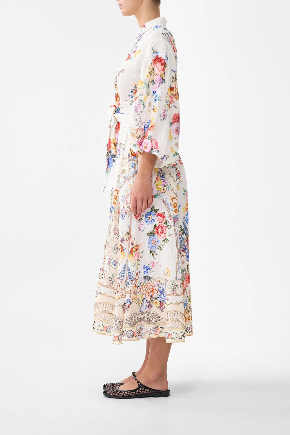 Young Ideas/Henmores - I Left My Heart In Granada Bubble Sleeve Dress - White Multi - XS