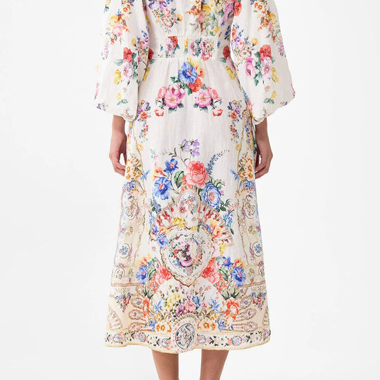 Young Ideas/Henmores - I Left My Heart In Granada Bubble Sleeve Dress - White Multi - XS