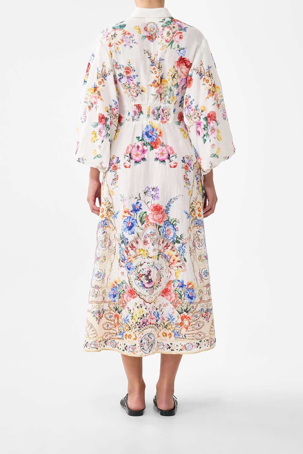 Young Ideas/Henmores - I Left My Heart In Granada Bubble Sleeve Dress - White Multi - XS