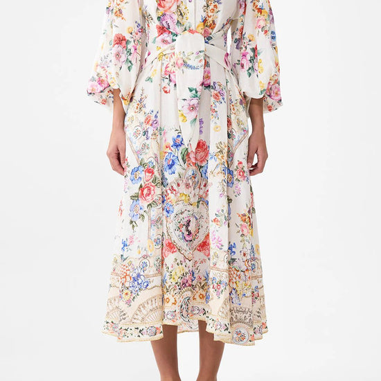 Young Ideas/Henmores - I Left My Heart In Granada Bubble Sleeve Dress - White Multi - XS