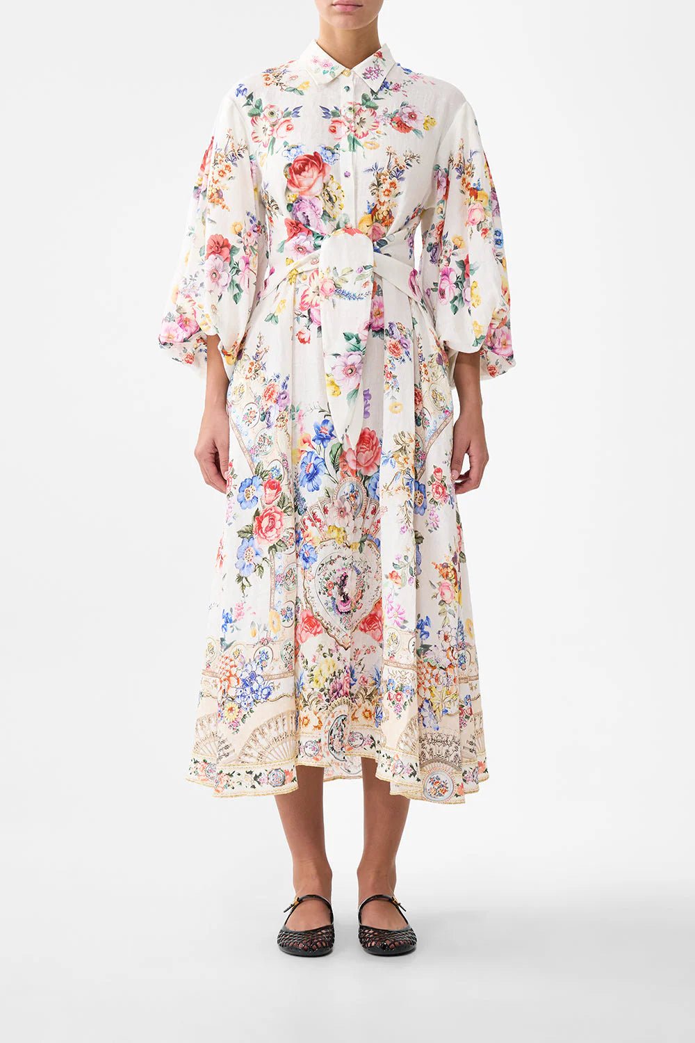 Young Ideas/Henmores - I Left My Heart In Granada Bubble Sleeve Dress - White Multi - XS